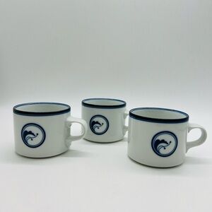 Dansk Set of 3 White and Blue Mugs Flora Juniper